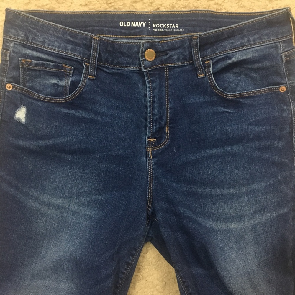 Old Navy Mid Rise Rockstar Distressed Jeans